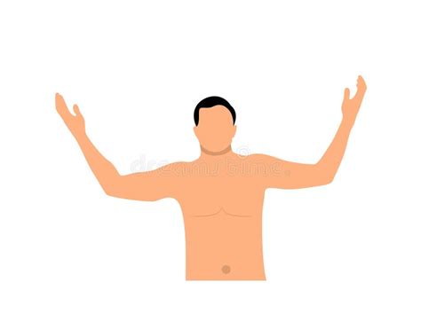 Naked Torso Man Raising Hands Up In Prayer Stock Vector Illustration Of Harmony Gesture