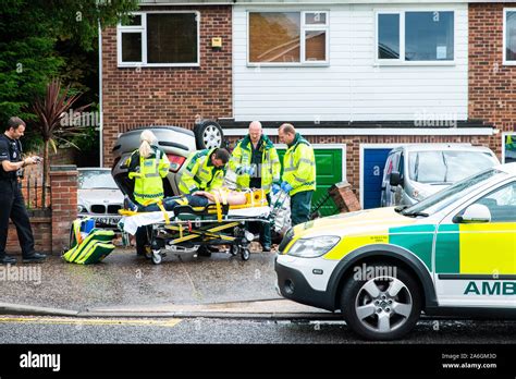 Emergency Services On Scene At A Drink Driving Accident With An Over