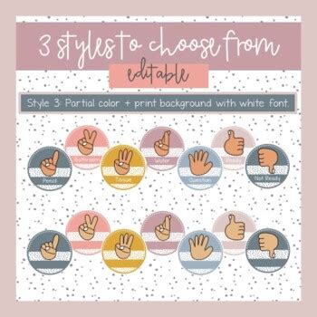 Multicultural Hand Signals Posters Editable Boho Rainbow