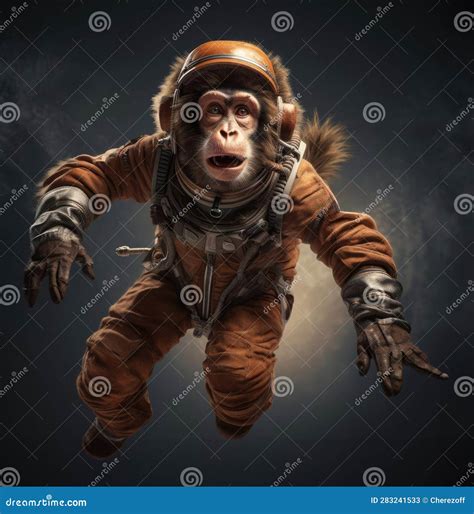 Monkey in Space Suit in Space Stock Image - Image of chimpanzee, cosmonaut: 283241533