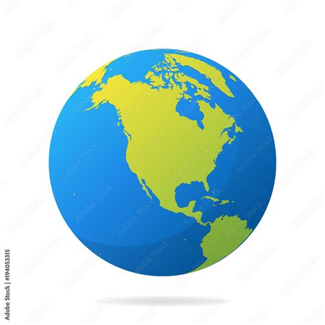 Earth Globe With Green Continents Modern D World Map Concept World