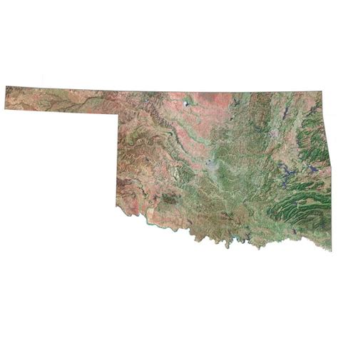 Oklahoma Satellite Map Large Map Vivid Imagery Laminated Poster