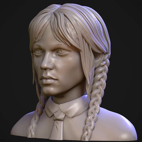 Stl File Wednesday Addams Bust 3d Print Model・3d Printer Design To Download・cults