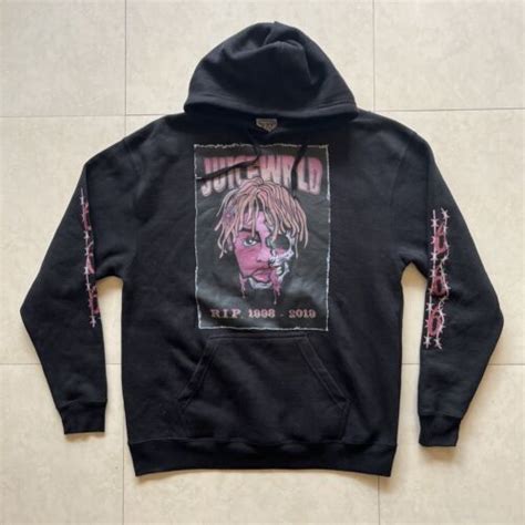 Juice Wrld Rip 1998 2019 Pullover Hoodie Sweatshirt Mens L Black Ebay