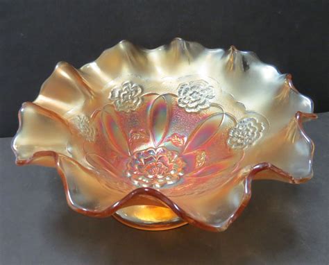 Dugan Carnival Glass Bowl Double Stem Rose Pattern Collectors Weekly