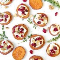 Sweet Potato Rounds With Ricotta Walnuts Cranberries And Fresh Herbs