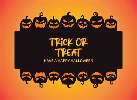 Halloween Trick Or Treat Banner Template With Pumpkin Faces Vector