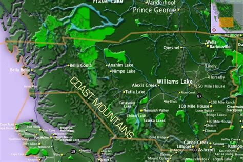 Map Of Cariboo Chilcotin Coast Bc Maps Go Bc Travel