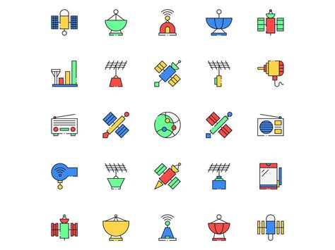 Colored Satellite Icons By Unblast On Dribbble