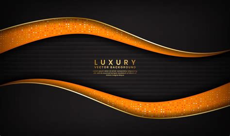 Abstract Luxury Black And Orange Background With Golden Lines In Wave