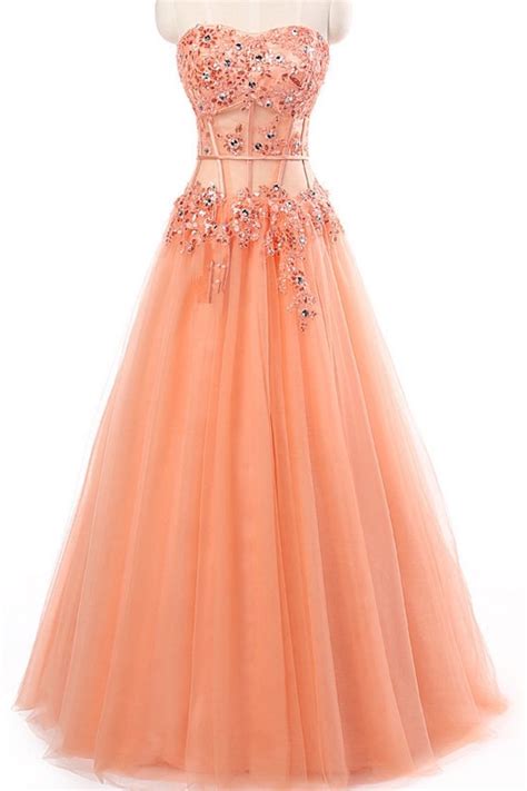 Fitted Coral Prom Dresses Long Modest 2017 Sweetheart Imported Party Dress A Line Beaded Evening