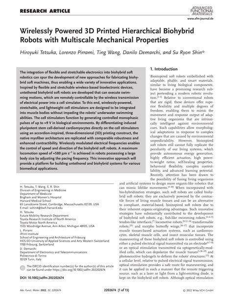 Wirelessly Powered 3d Printed Hierarchical Biohybrid Robots With