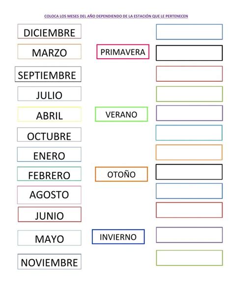 Los meses del año y sus estaciones interactive worksheet Tecnicas de