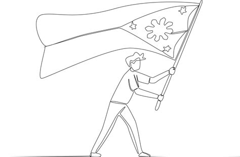A Man Raising The Philippine Flag 22809545 Vector Art At Vecteezy