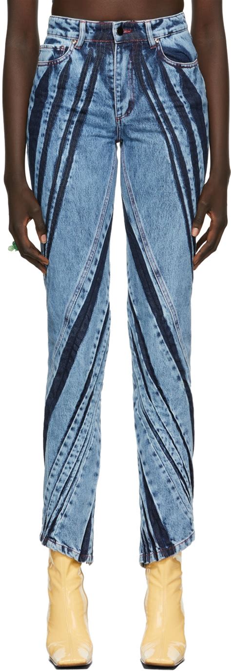 Masha Popova Ssense Exclusive Indigo Spiral Stripy Jeans Editorialist