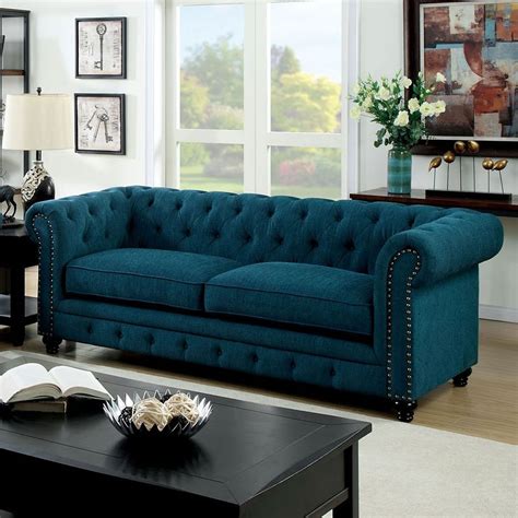 Stanford Living Room Set (Dark Teal) by Furniture of America ...