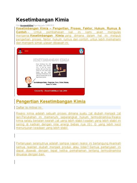 Kesetimbangan Kimia | PDF