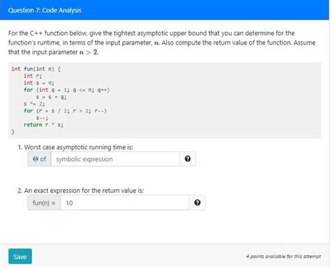 Solved Question 7 Code Analysis For The C Function Below