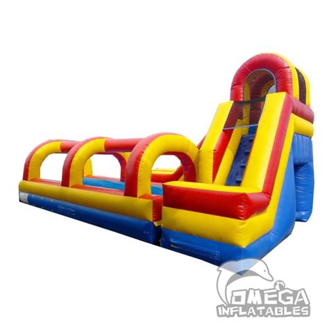 15ft Rainbow Helix Dual Lane Wet Dry Slide With Slip N Slide Omega