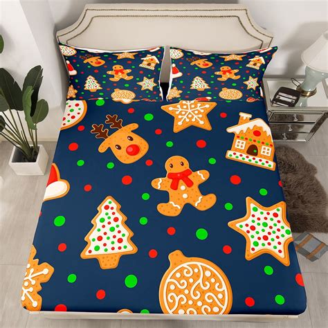 Yst Christmas Fitted Sheet Twin Sizereindeer Christmas Tree Bedding