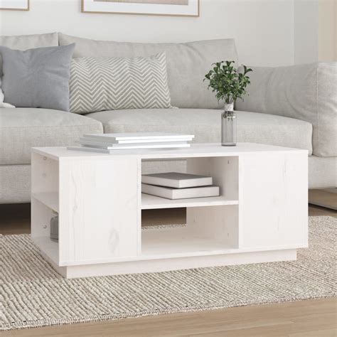 Lia Table Basse Blanc X X Cm Bois Massif De Pin