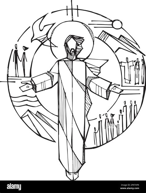 Hand Drawn Vector Illustration Or Drawing Of Mystical Body Of Christ