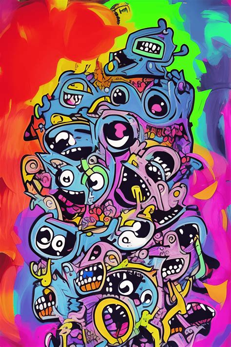 Cute Monsters Graffiti Doodle Art · Creative Fabrica