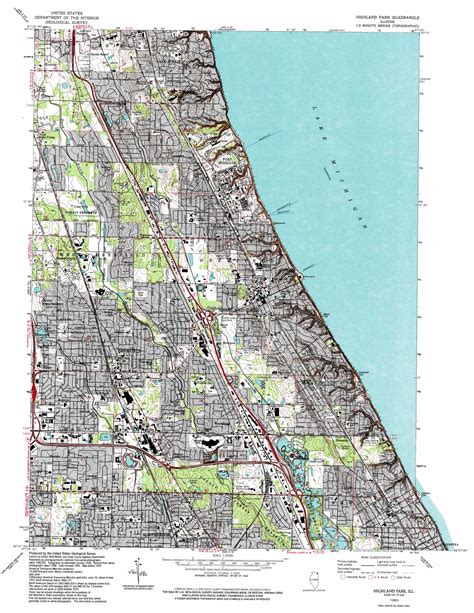 Highland Park Topographic Map 124000 Scale Illinois