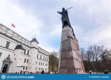 Equestrian Bronze Statue Of King Gediminas At Vilnius Cathedral Square