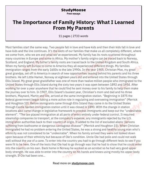 The Importance of Family History: What I Learned From My Parents Free ...