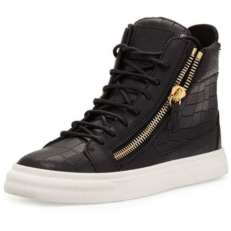 Giuseppe Zanotti Crocodile Embossed High Top Sneaker Liked On