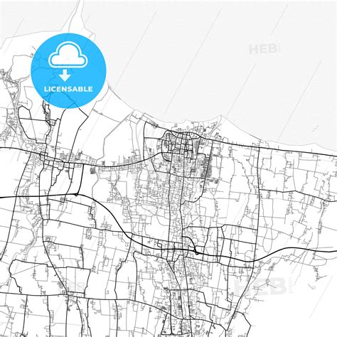 Vector PDF map of Tegal, Indonesia - HEBSTREITS