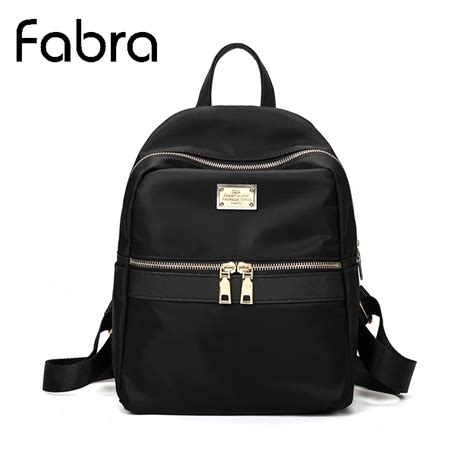 Fabra Small Waterproof Nylon Women Backpack Fashion Black Shoulder Back Bag Preppy Style