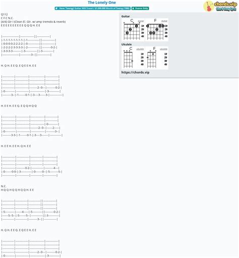 Chord The Lonely One Tab Song Lyric Sheet Guitar Ukulele