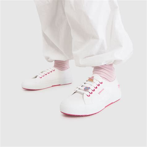 Womens White Pink Superga Barbie Movie Pins Trainers Schuh