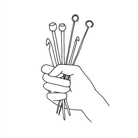 vector illustration drawing in doodle style. knitting needles and ...