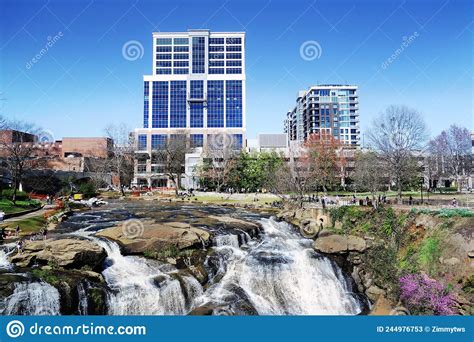 The Reedy River In Falls Park In The Center Of Downtown Greenville