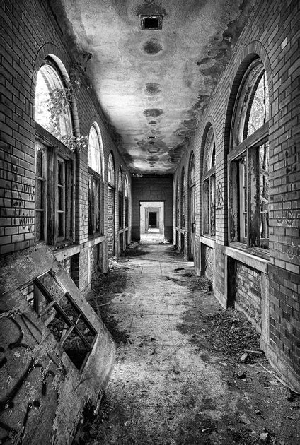 Glenn Nagel Photography Manteno Insane Asylum Hospital Hallway Bandw