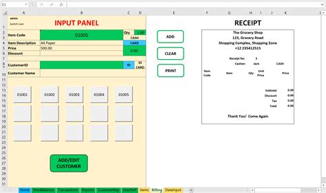 Pos Excel Template