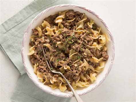 Beef And Gravy Over Egg Noodles