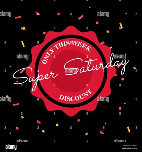 Super Saturday Sale Sticker Sign Confetti Vector Illustration Stock