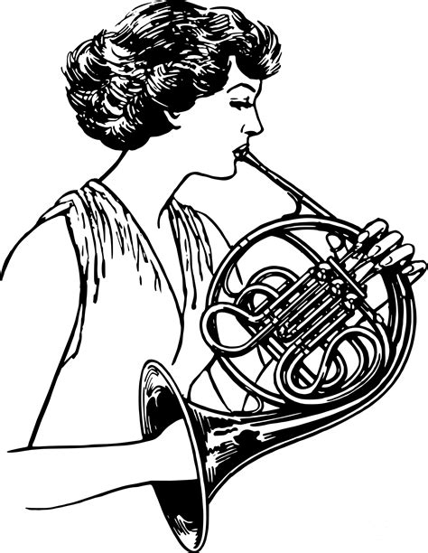 Vintage French Horn coloring page - ColouringPages