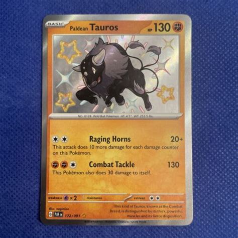 Pokemon Paldean Tauros Sv Paldean Fates Shiny Rare Nm Ebay