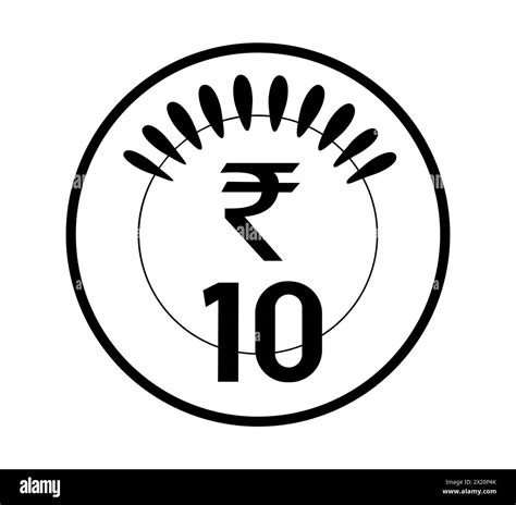 Indian Rupees Coin The Coin Is Depicted In Black And White Vector