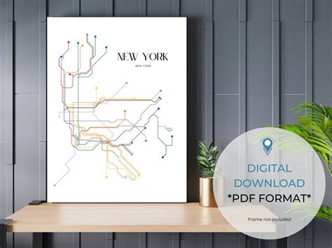 Digital Nyc Transit Art Poster New York City Subway Map Wall Art New