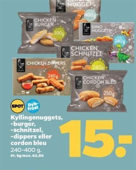 Kyllingenuggets Burger Schnitzel Dippers Eller Cordon Bleu Tilbud