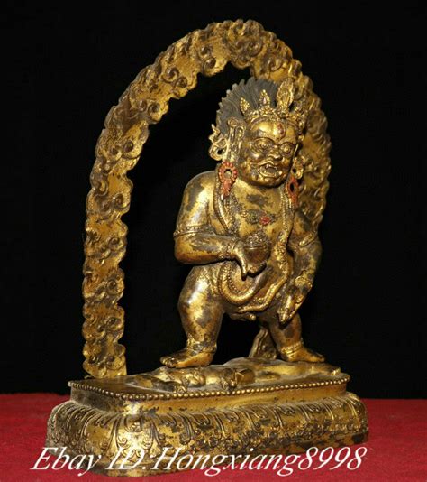 10 2 Old Tibetan Temple Pure Bronze Gold Mahakala Wrathful Deity