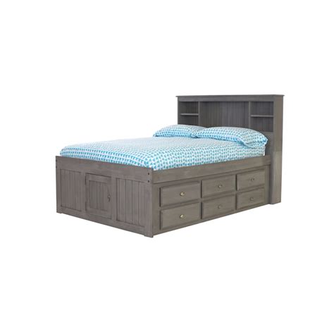 Oshome Charcoal Gray Full Wood Captain Bed With Storage In The Beds Department At