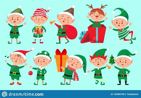 Christmas Elf Character Santa Claus Helpers Cartoon Cute Dwarf Elves