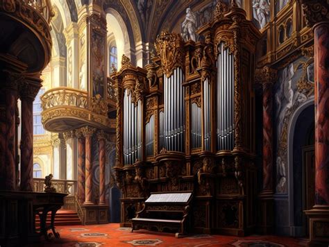 Premium AI Image | a church organ in a cathedral